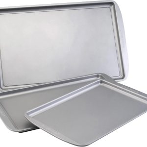 Farberware Nonstick Bakeware 3-Piece Cookie Pan Set, Gray
